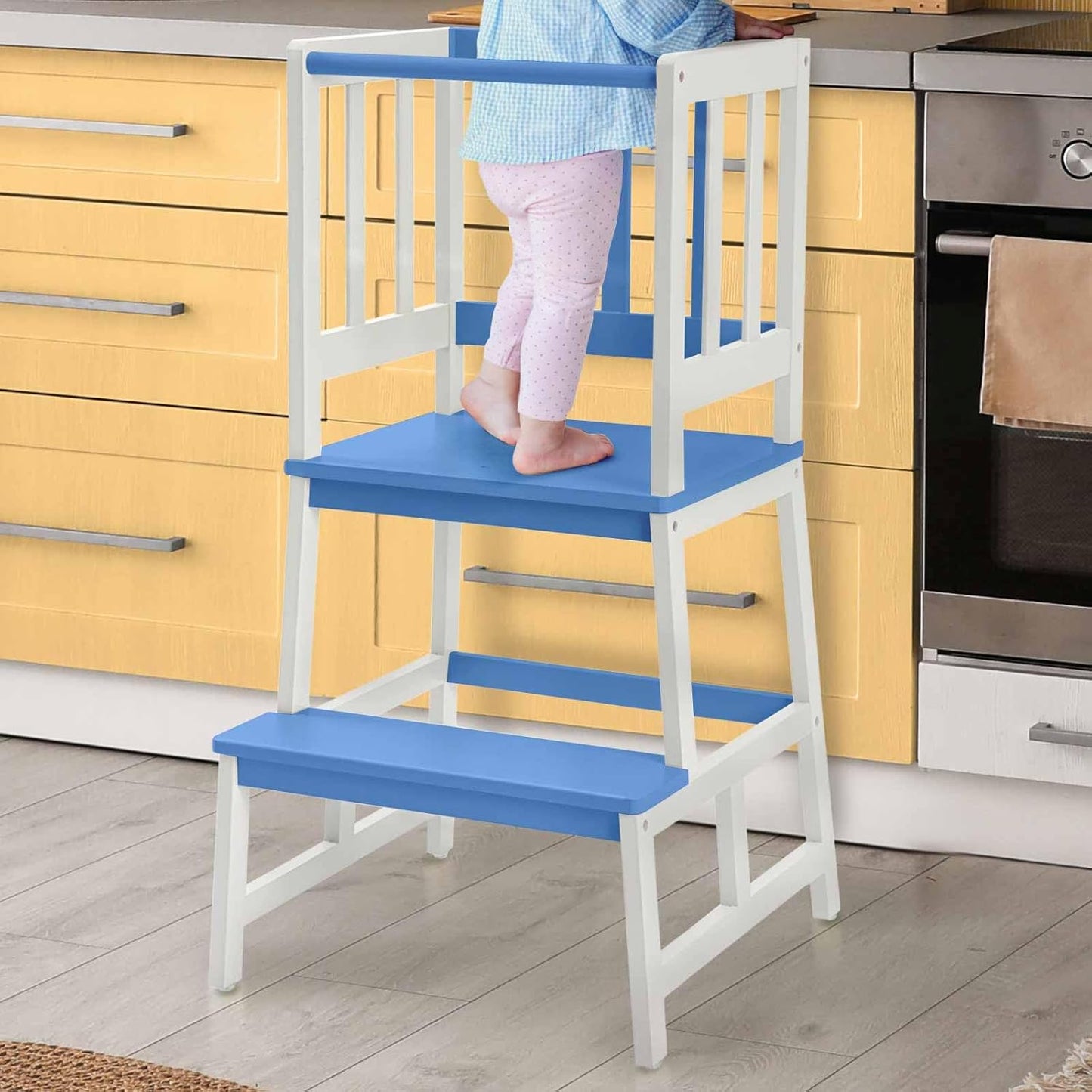 Multifunctional A-Shaped Toddler Standing Tower for Natural Bamboo