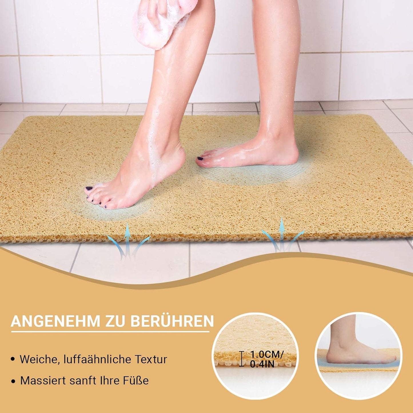 Soft PVC Loofah Non-Slip Shower Mat