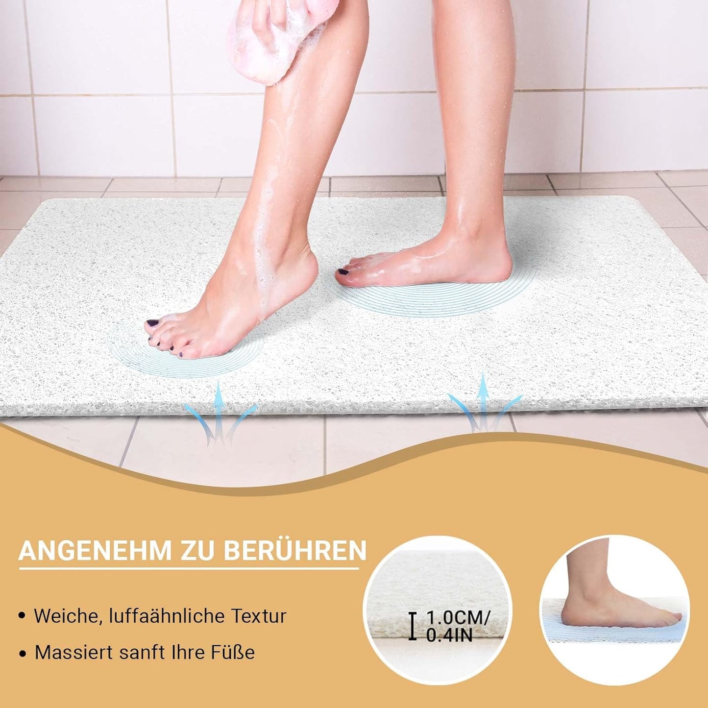Soft PVC Loofah Non-Slip Shower Mat
