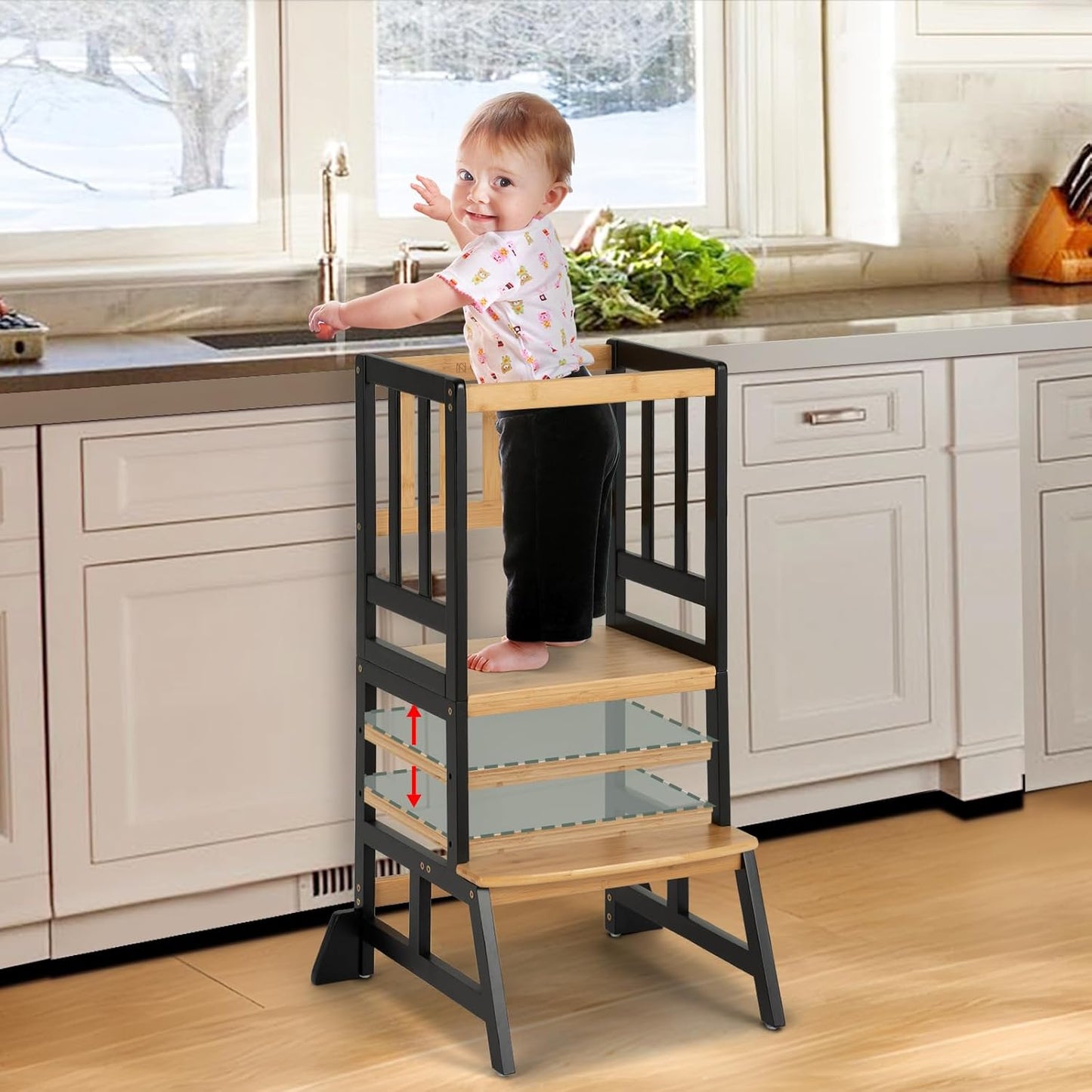 Adjustable Kids Toddler Standing Tower - Upgraded