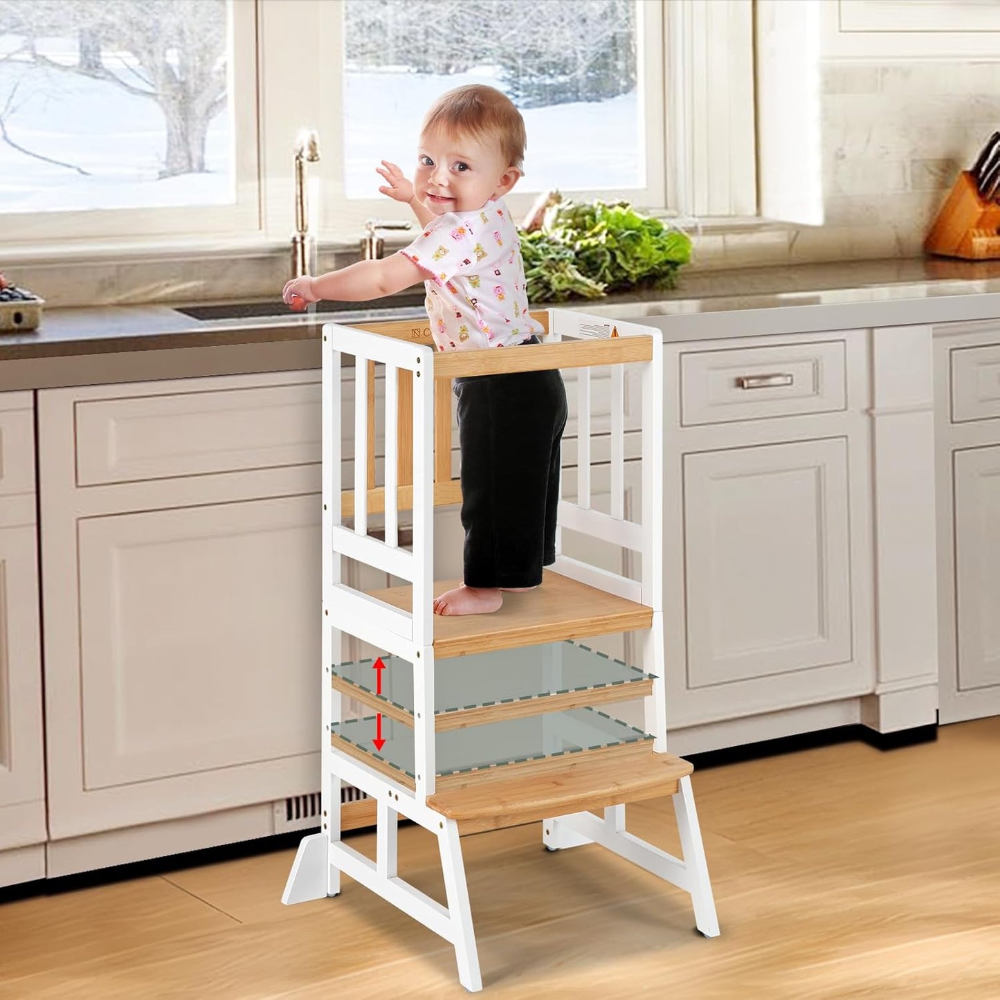 Adjustable Kids Toddler Standing Tower - Upgraded
