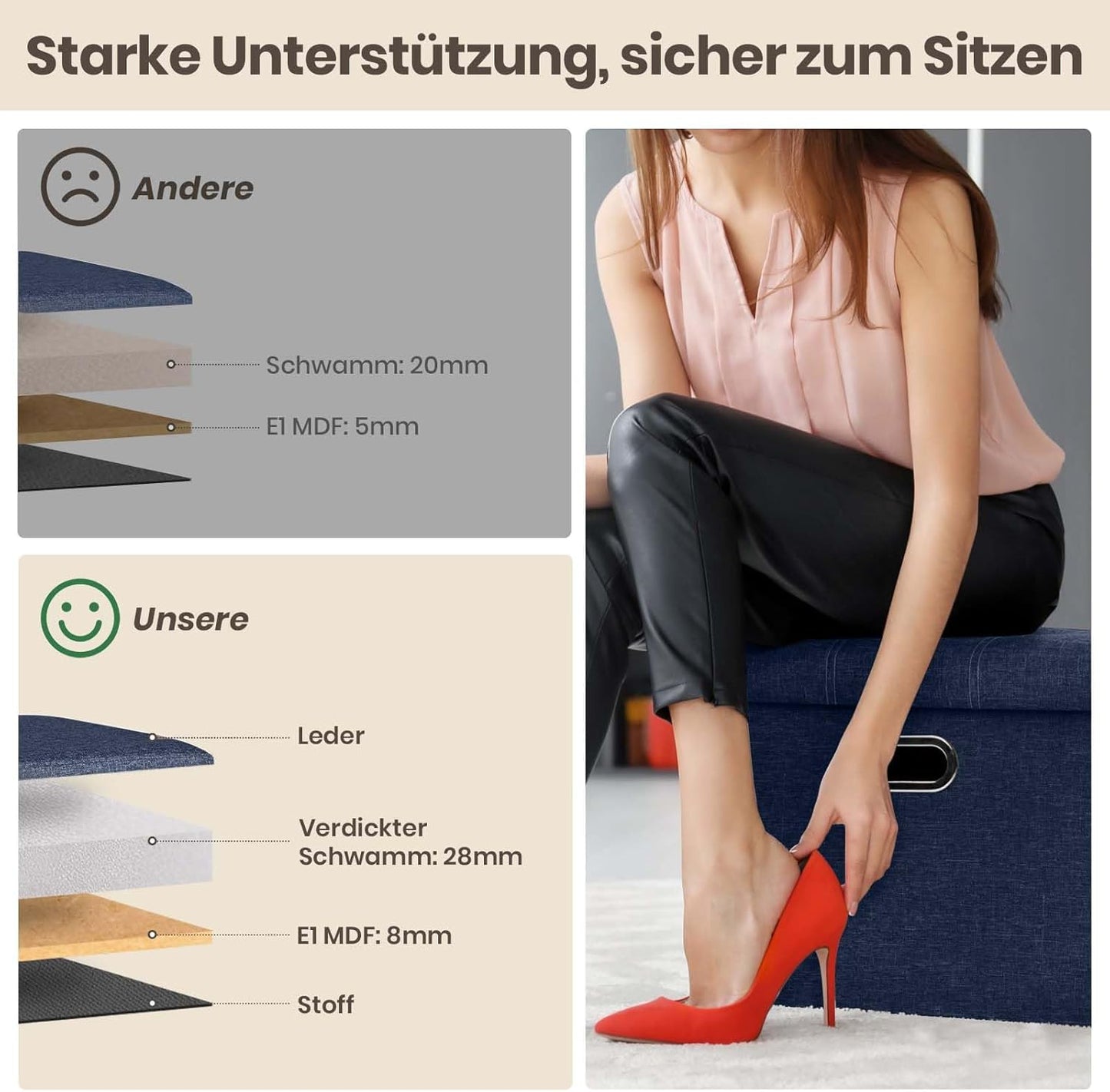 Foldable Storage Bench with Lid