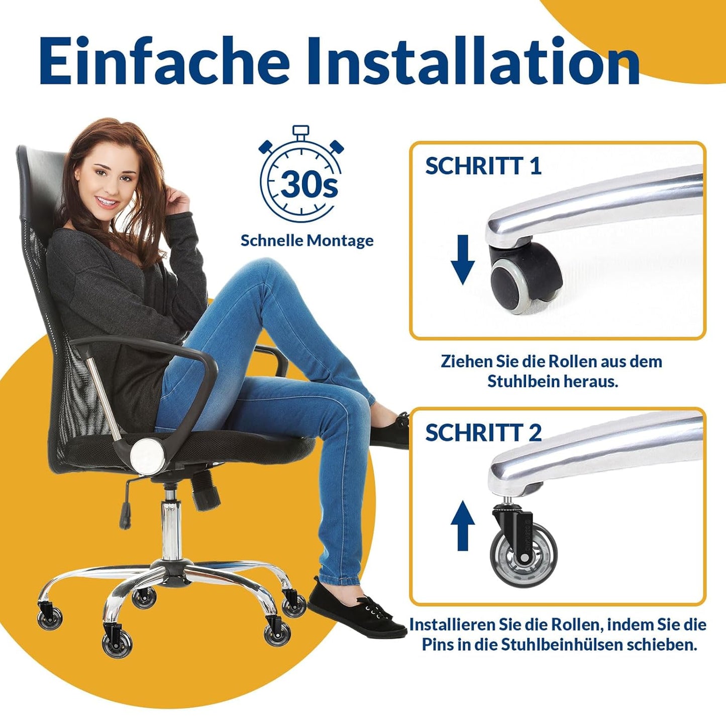 Office Chair Casters 5 Set 11mm x 22mm