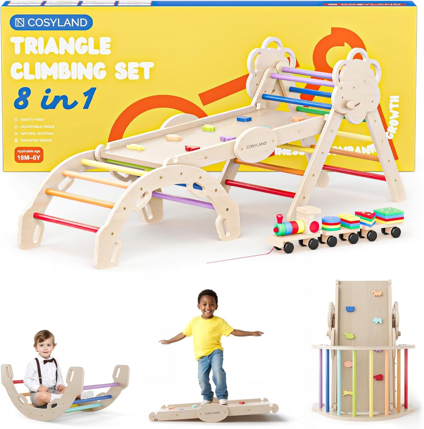 8-in-1 Foldable Pikler Triangle for Toddlers