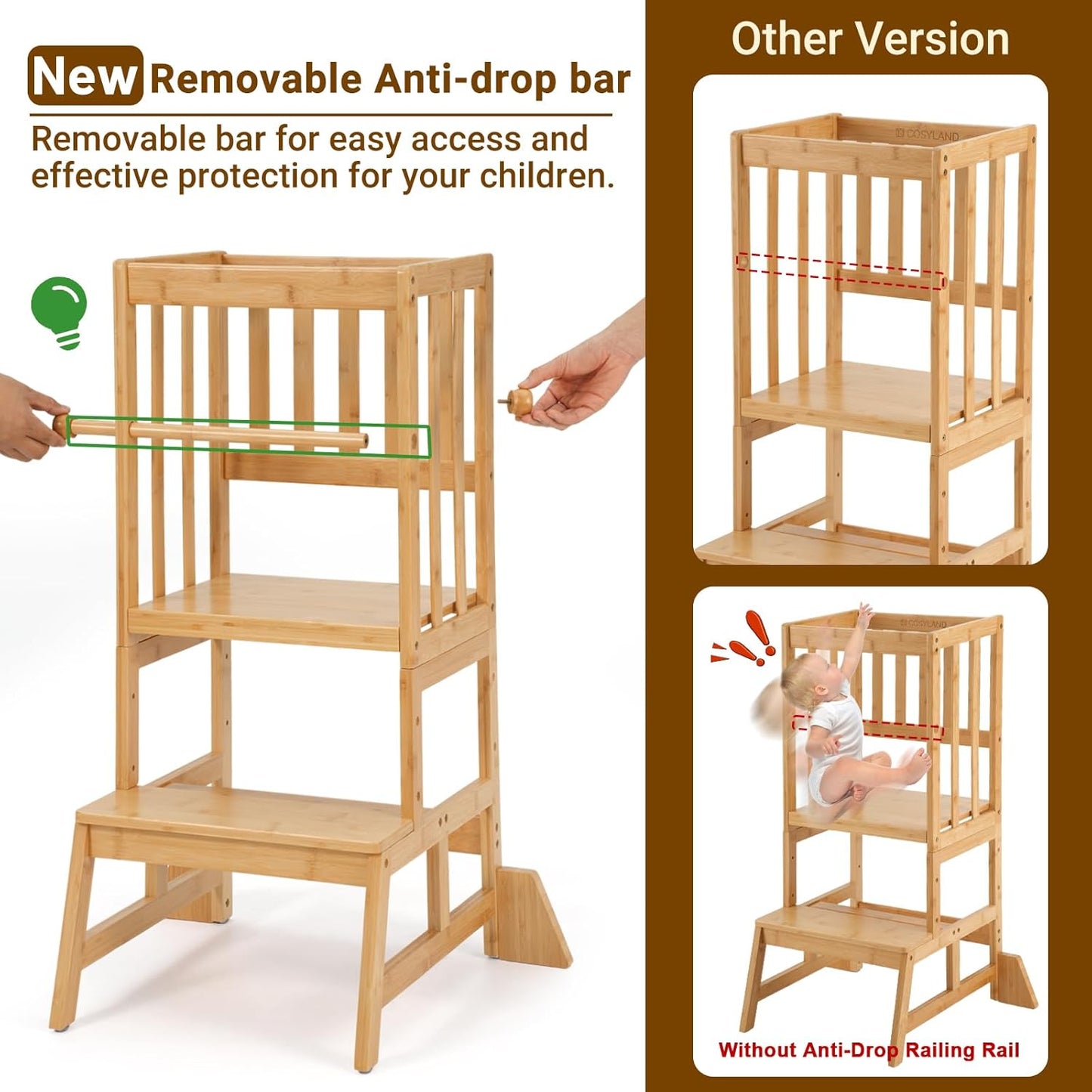 Adjustable Kids Toddler Standing Tower - Upgraded