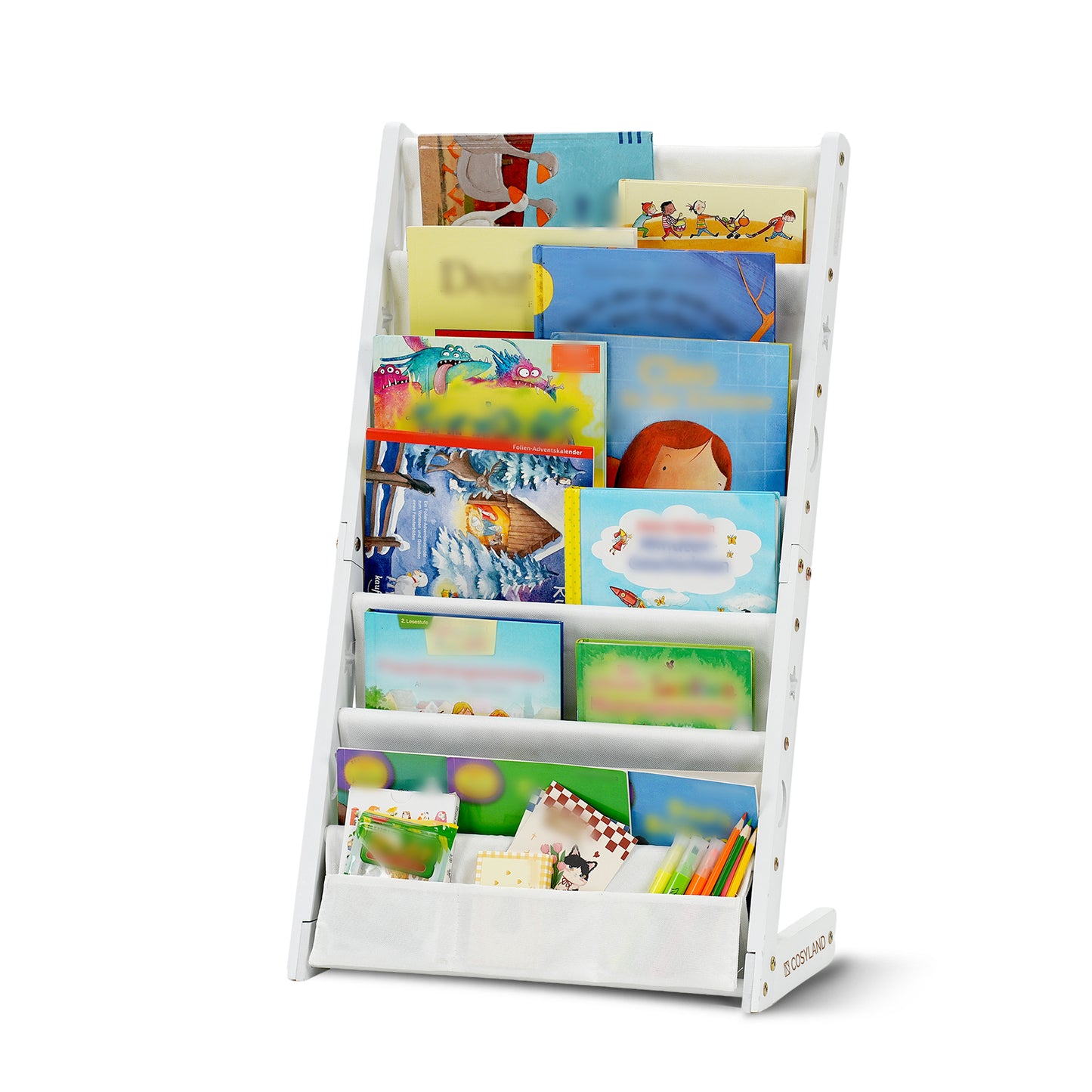 7-Tier Toddler Wooden Bookshelf with Deep Pocket