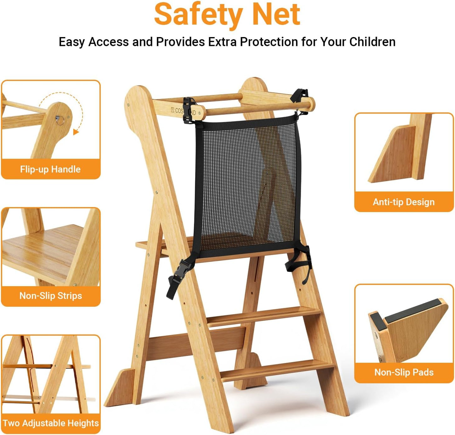 Height Adjustable Toddler Kitchen Standing Tower