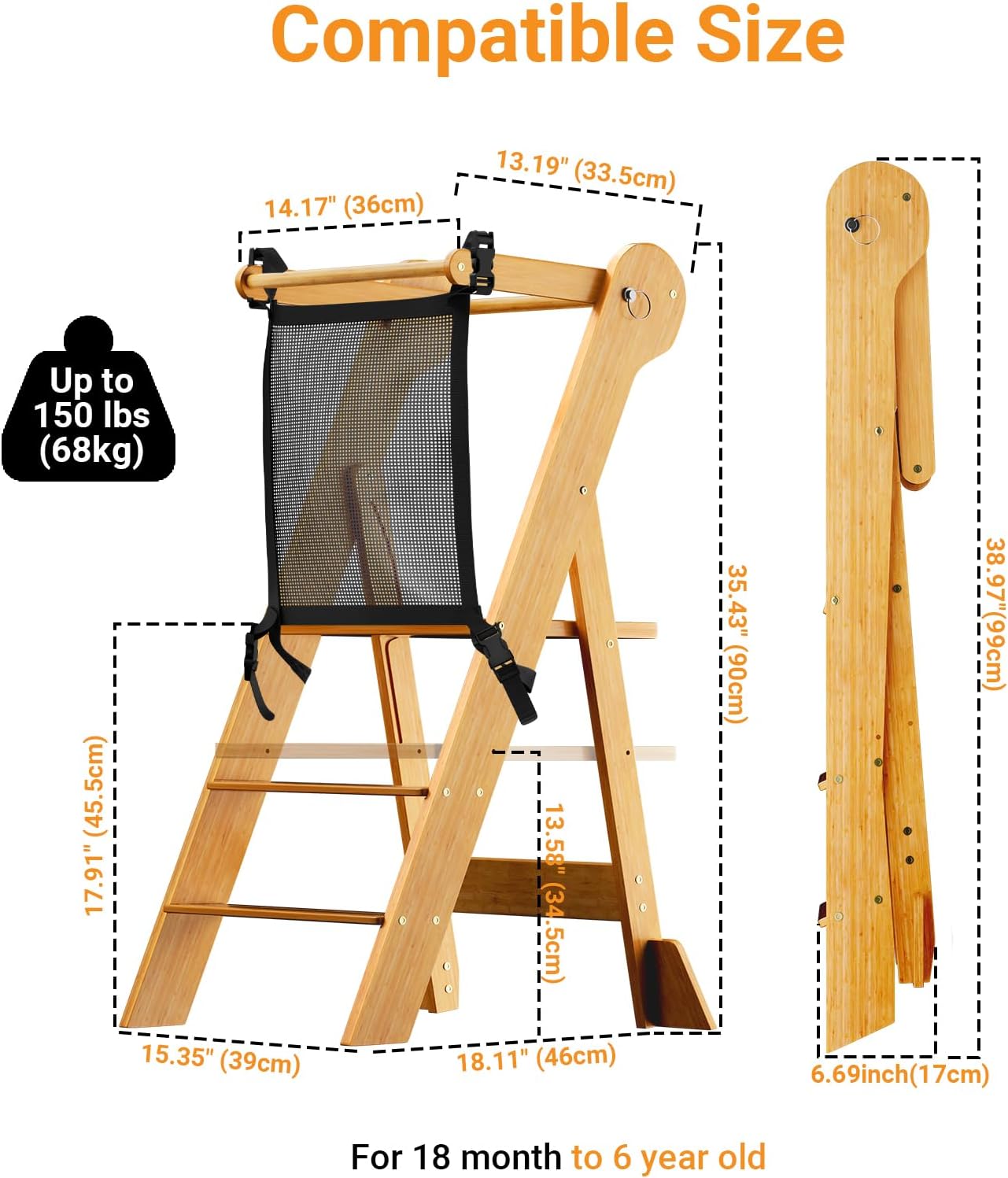Height Adjustable Toddler Kitchen Standing Tower