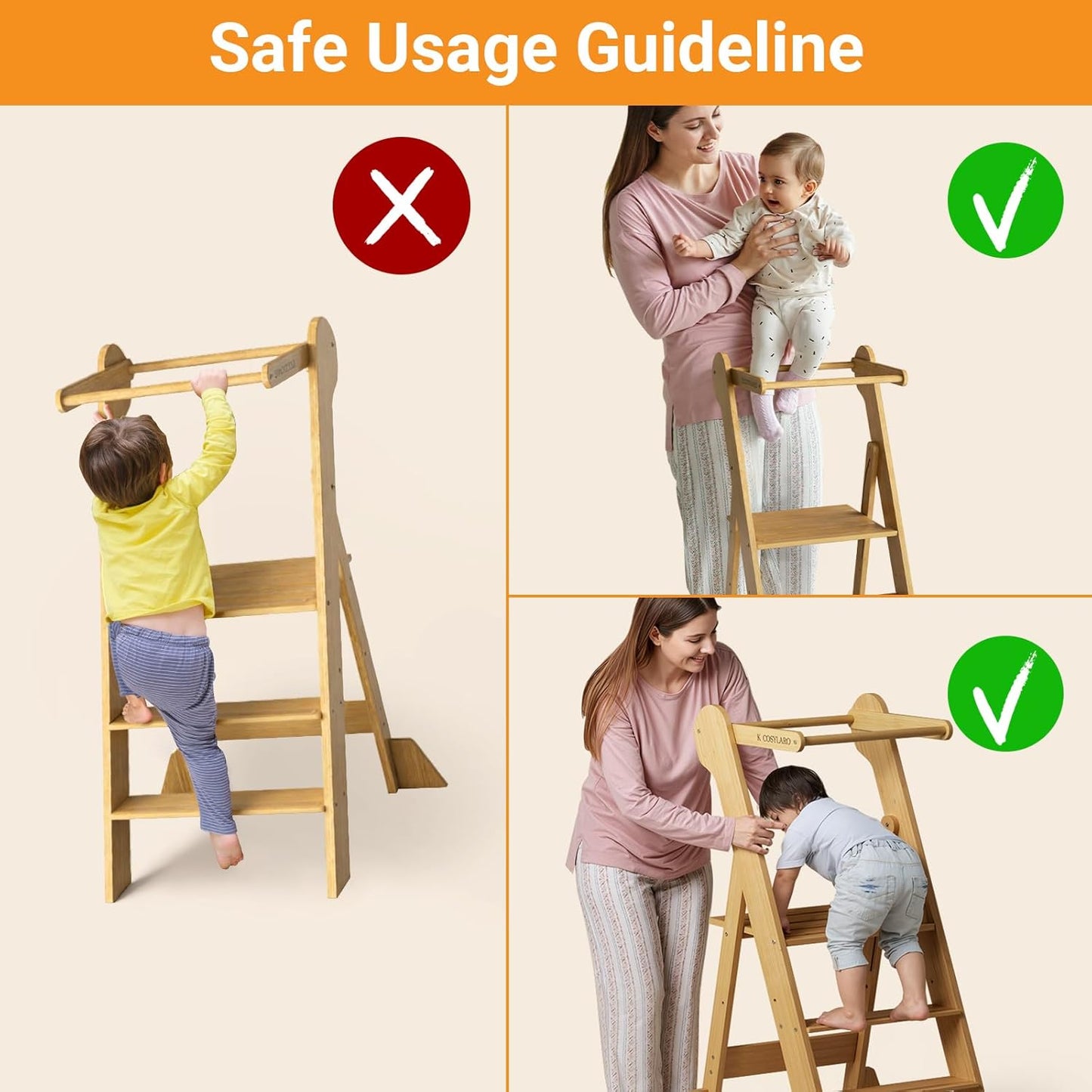 Height Adjustable Toddler Kitchen Standing Tower