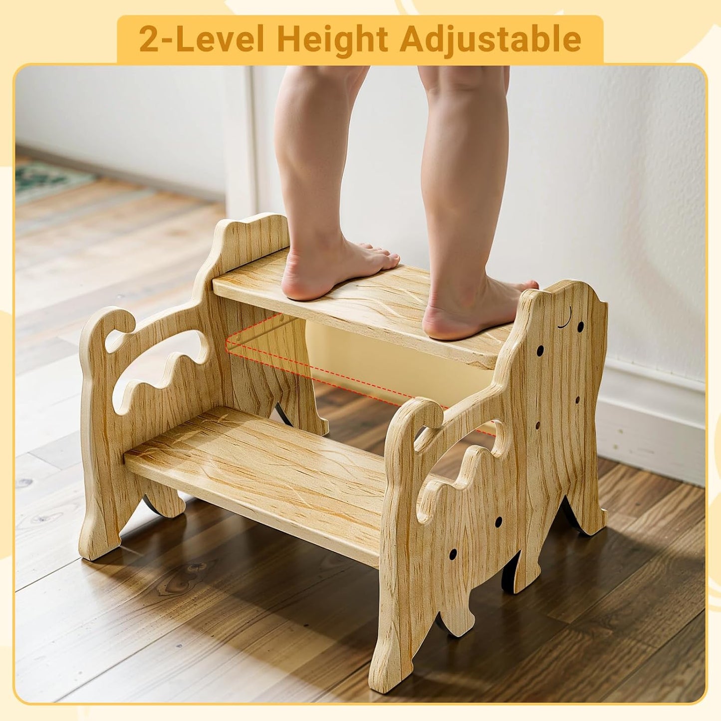 Height Adjustable 2 Step Stool for Kids