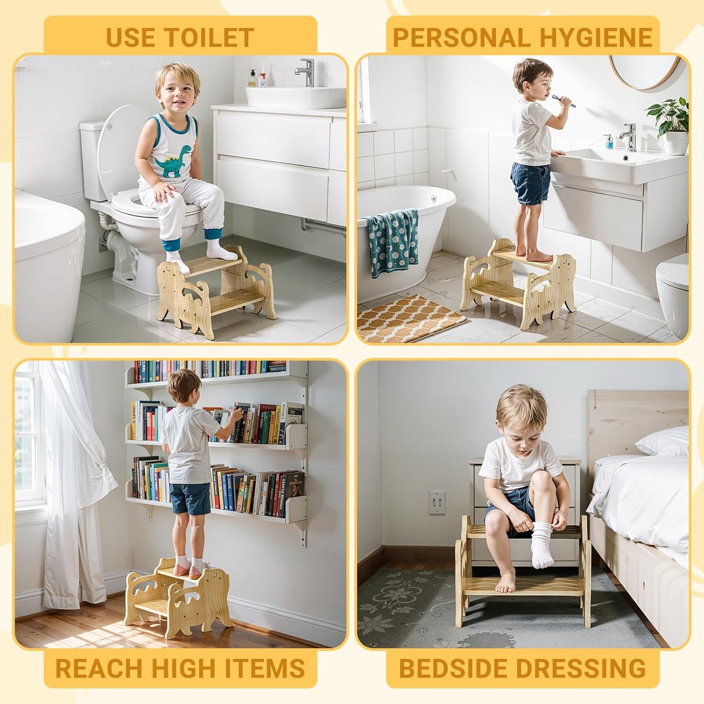 Height Adjustable 2 Step Stool for Kids