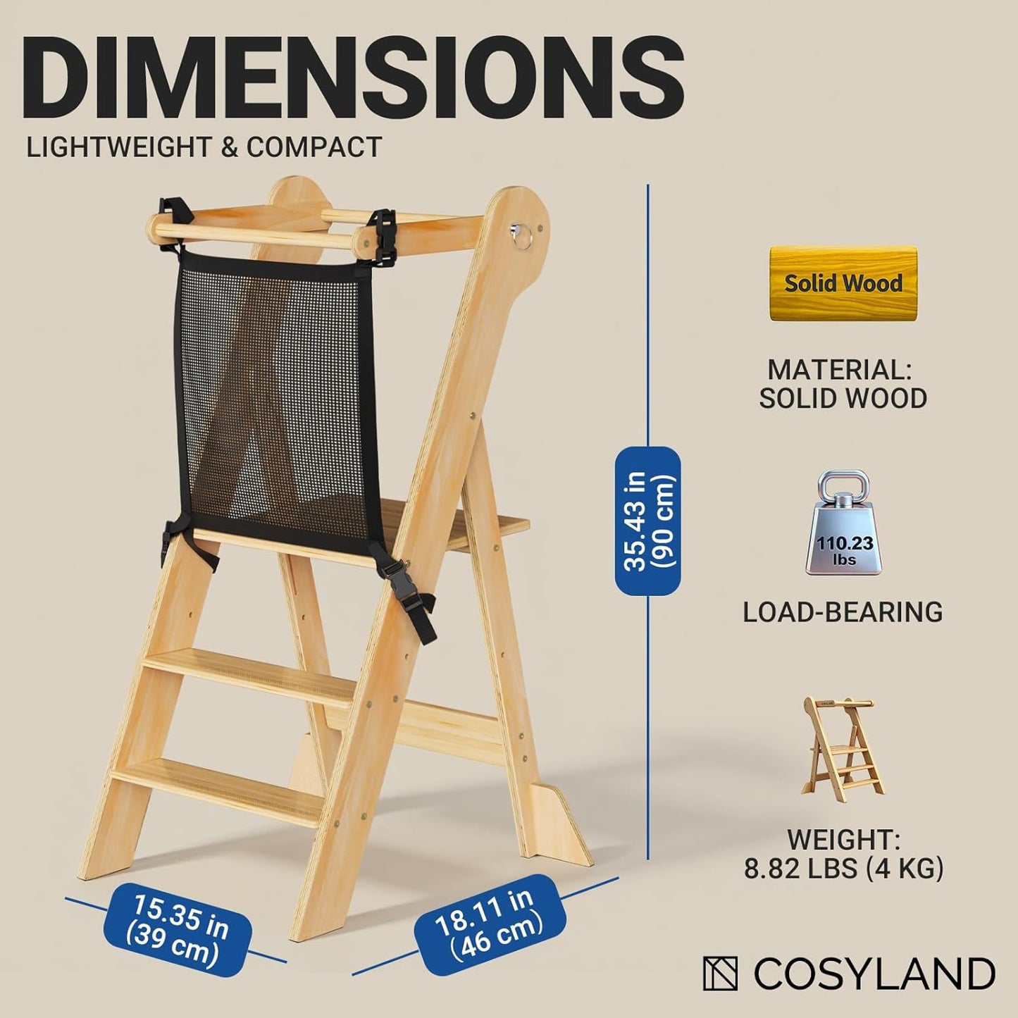 Pre-Assembled Toddler Standing Tower with Safety Net