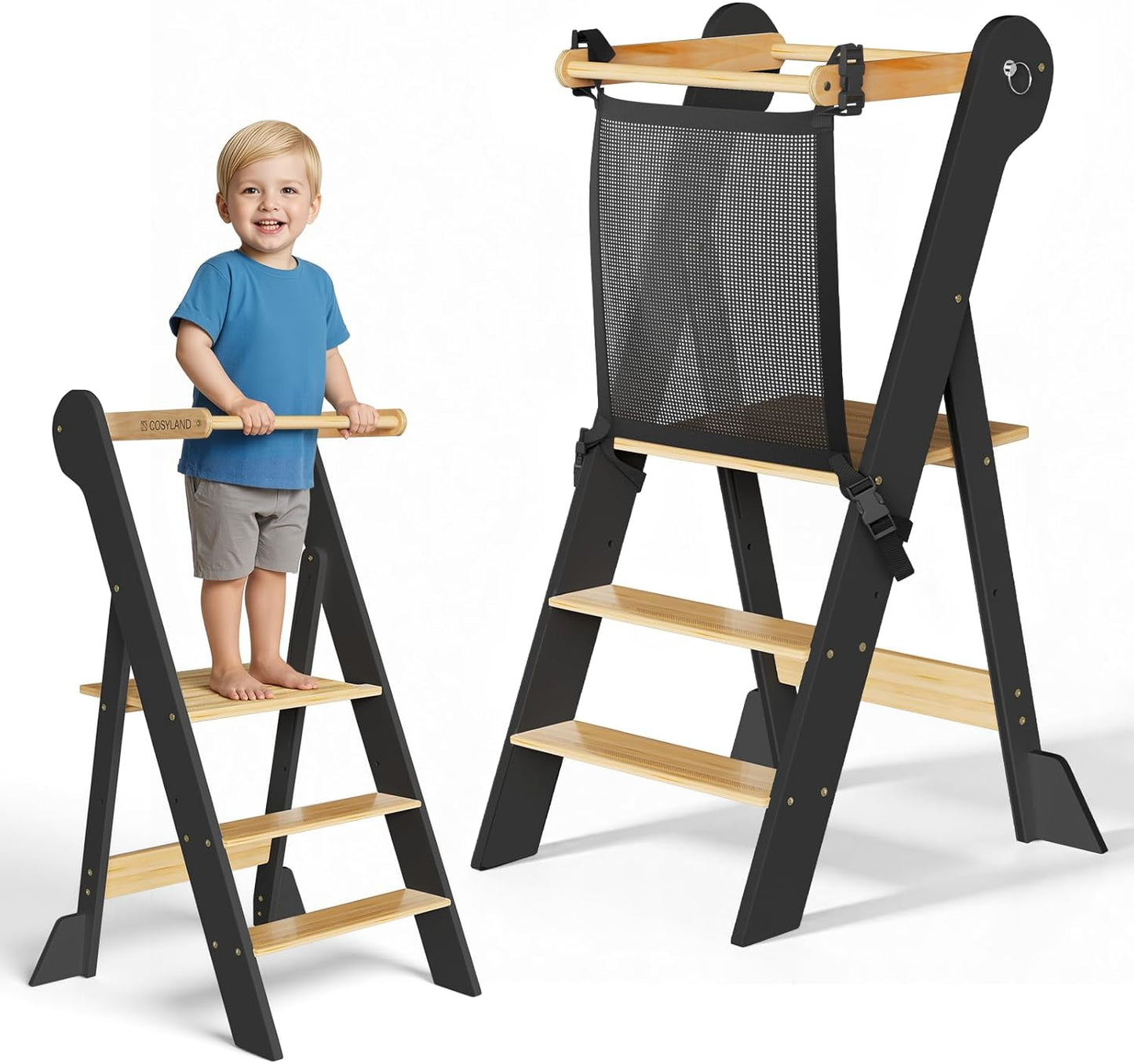 Pre-Assembled Toddler Standing Tower with Safety Net
