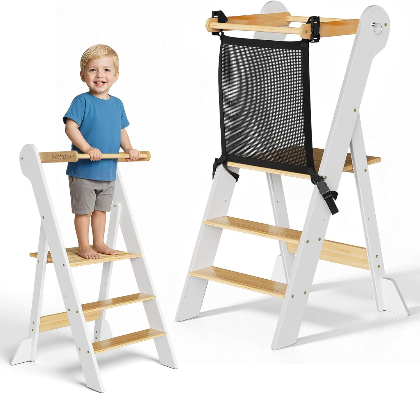 Pre-Assembled Toddler Standing Tower with Safety Net