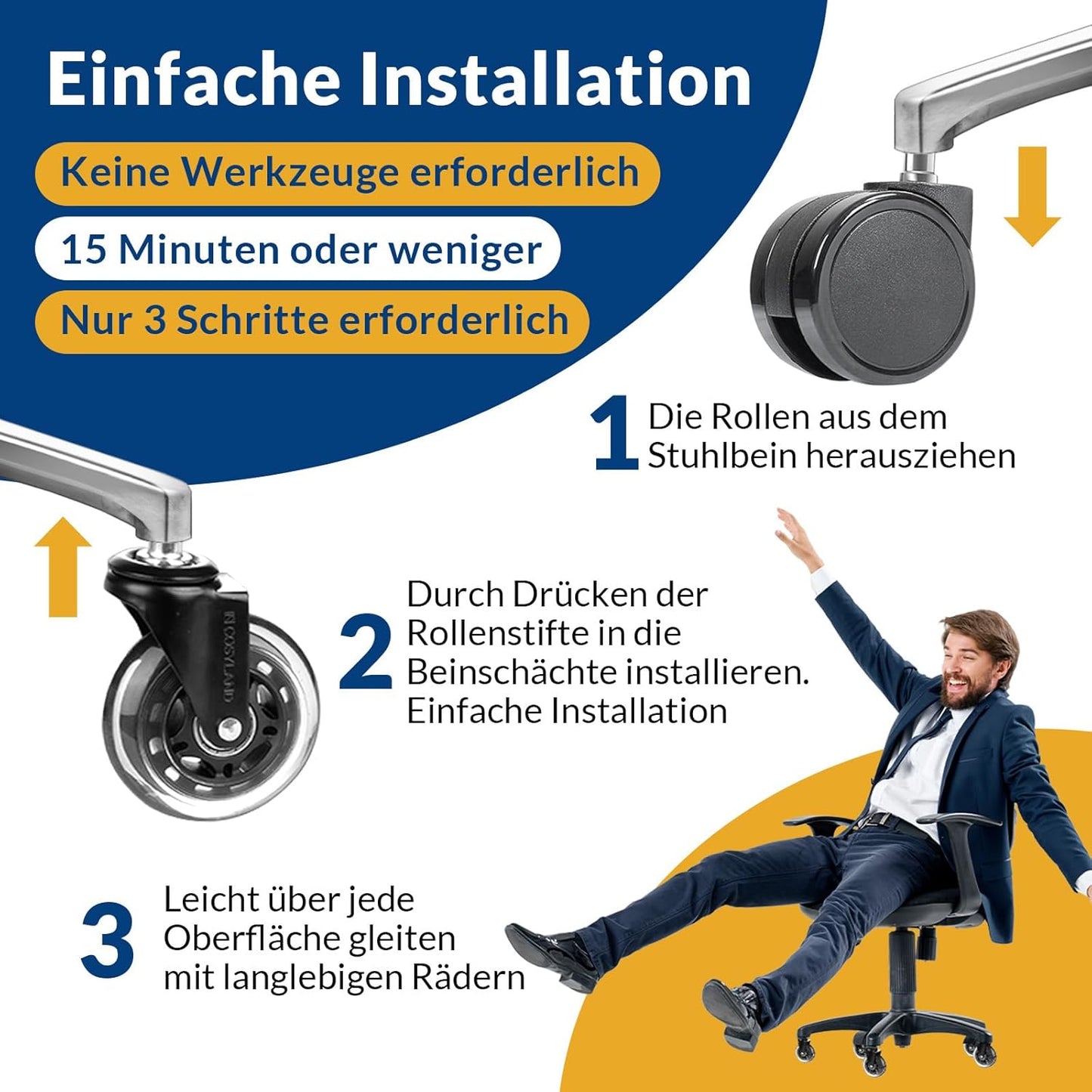 Office Chair Wheels Set of 5