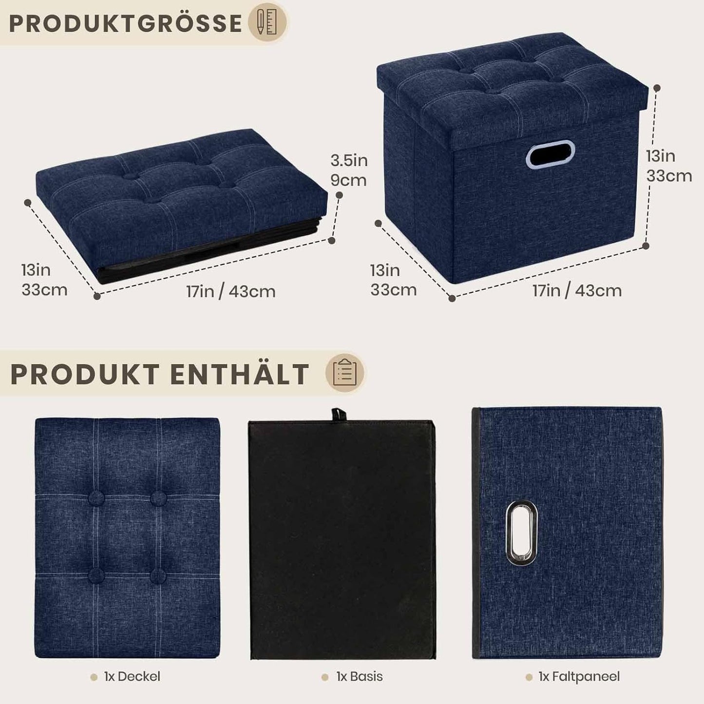 Foldable Storage Bench with Lid