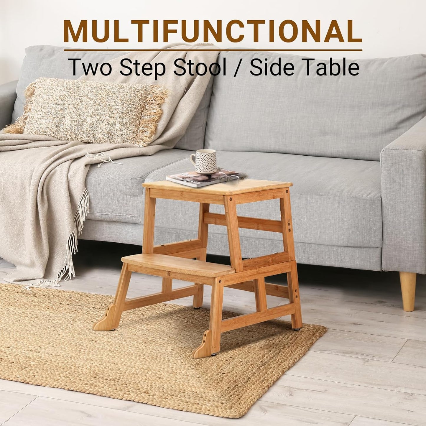 Toddlers Learning Bamboo Kitchen Tower Anti-Tip Design