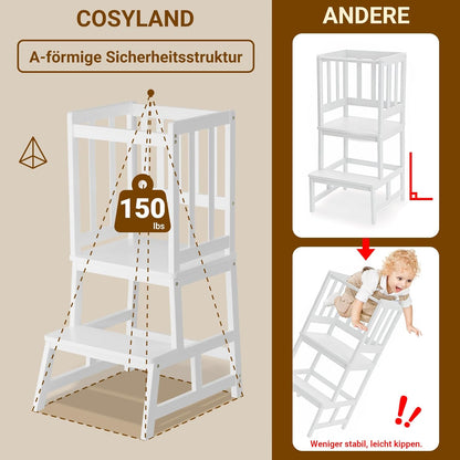 Adjustable Montessori Bamboo Toddlers Learning Tower