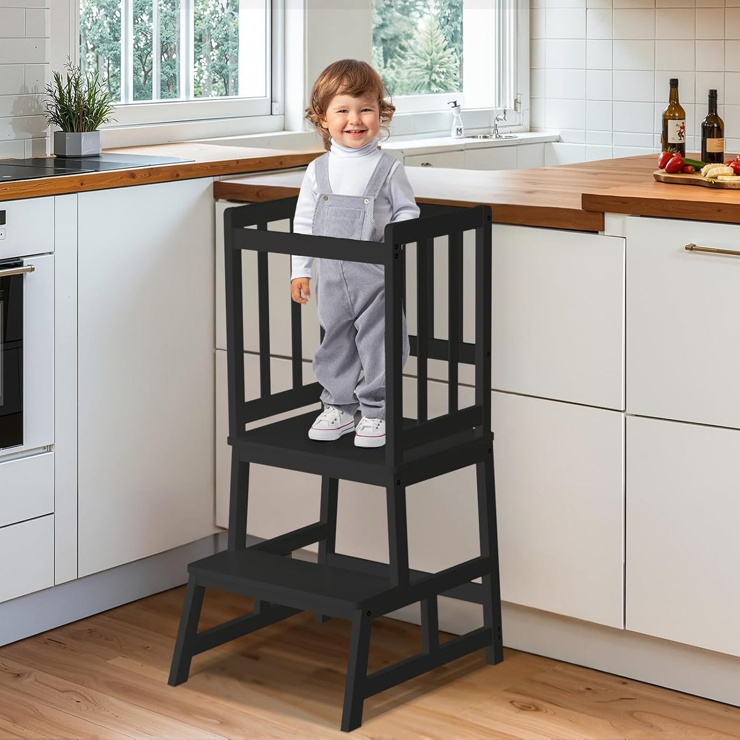 Adjustable Montessori Bamboo Toddlers Learning Tower