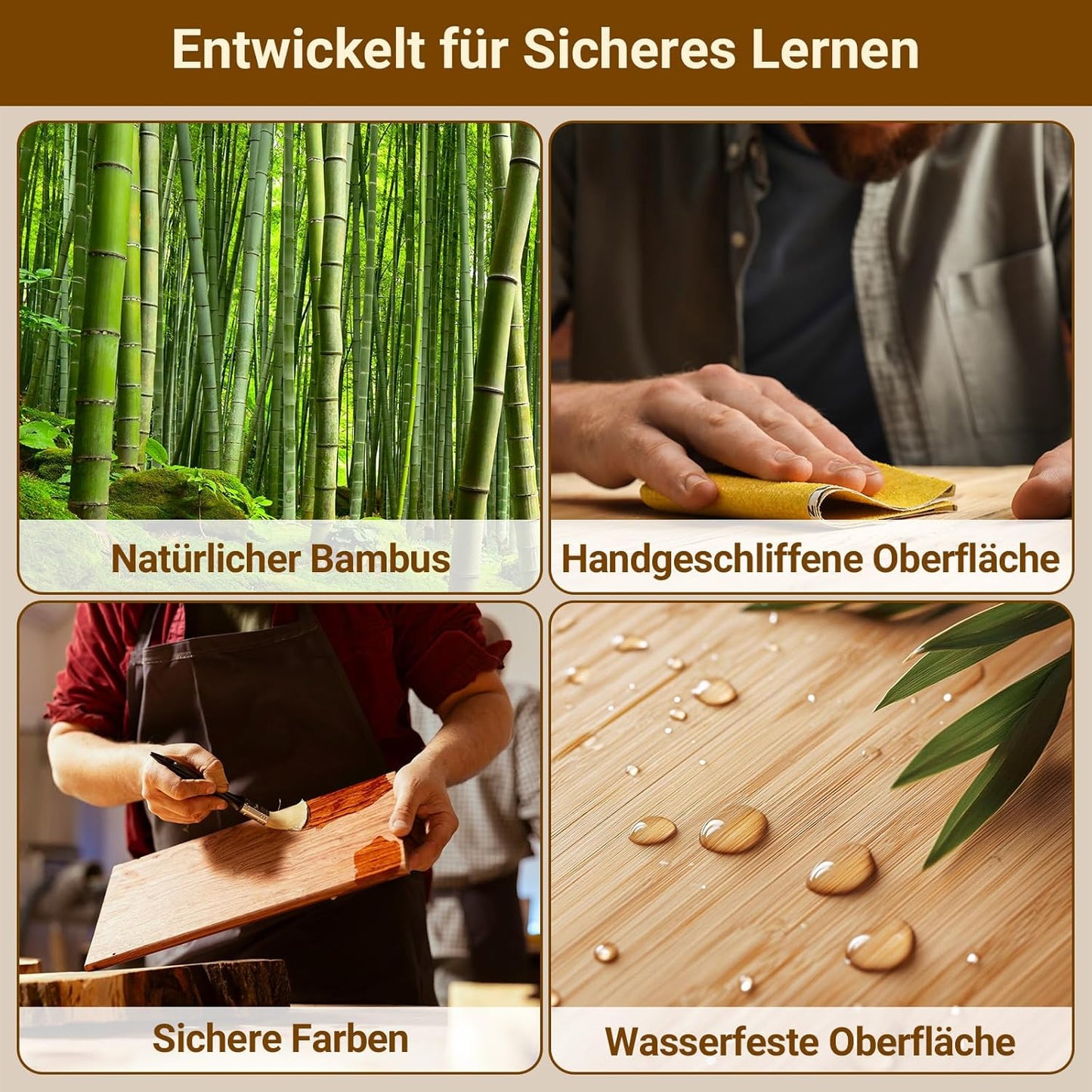 Adjustable Montessori Bamboo Toddlers Learning Tower