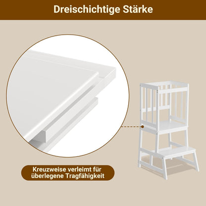 Adjustable Montessori Bamboo Toddlers Learning Tower