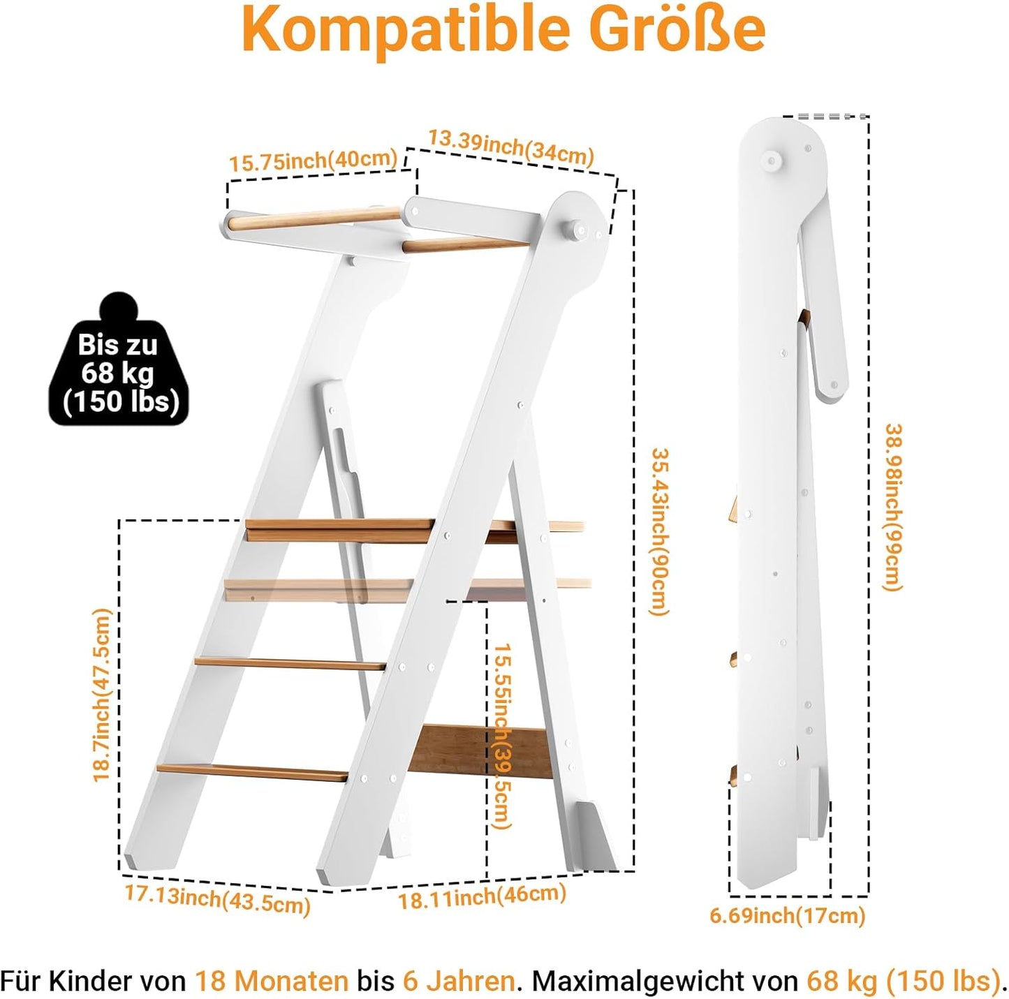 Foldable Height Adjustable Wooden Learning Tower