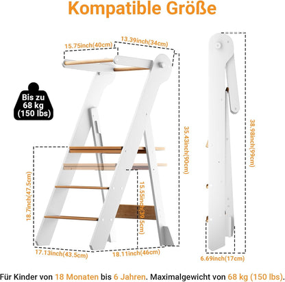Foldable Height Adjustable Wooden Learning Tower