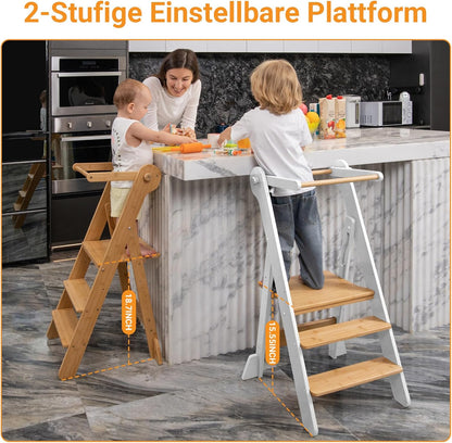 Foldable Height Adjustable Wooden Learning Tower