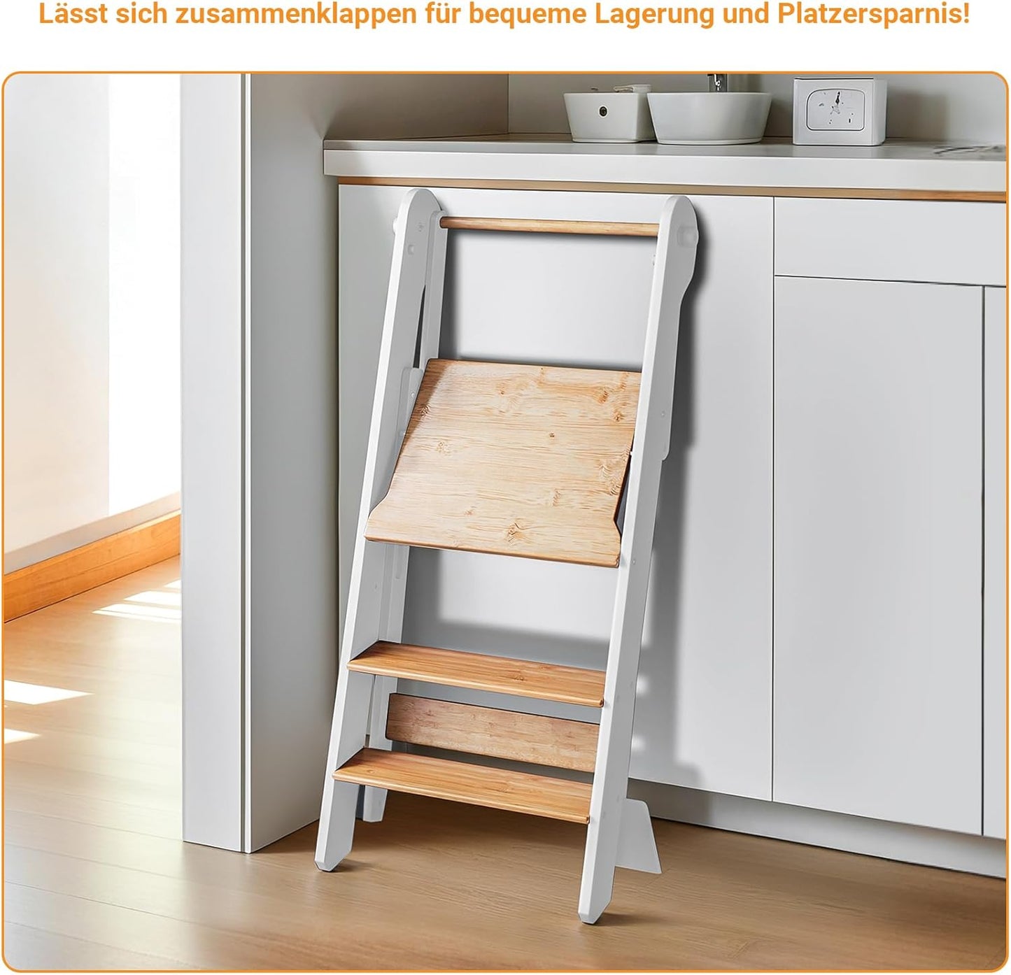 Foldable Height Adjustable Wooden Learning Tower