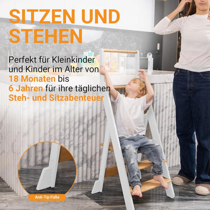 Foldable Height Adjustable Wooden Learning Tower