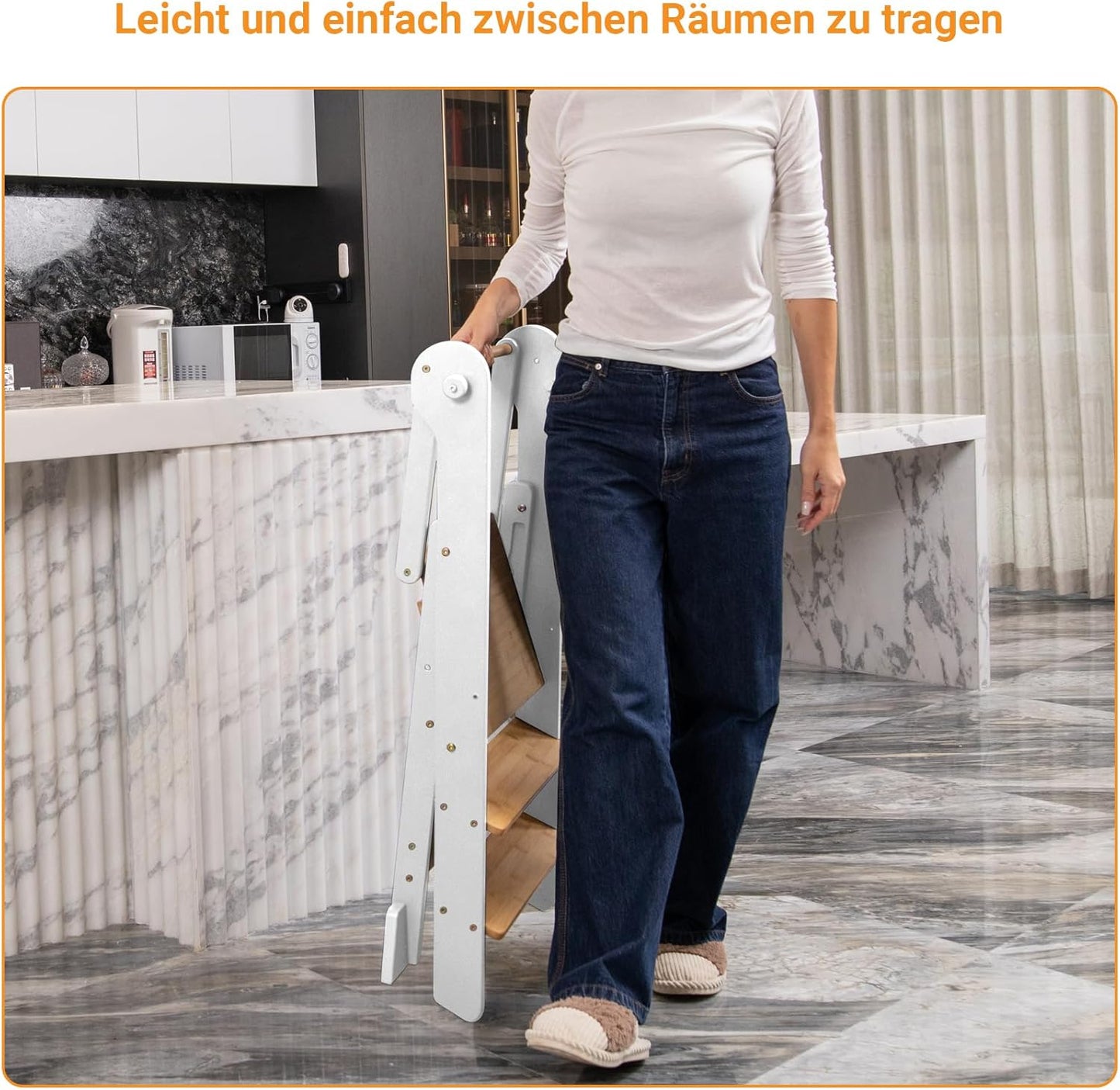 Foldable Height Adjustable Wooden Learning Tower