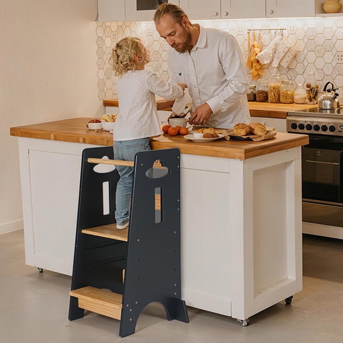 3 Levels Adjustable Kids Learning Stool for Kitchen Stool