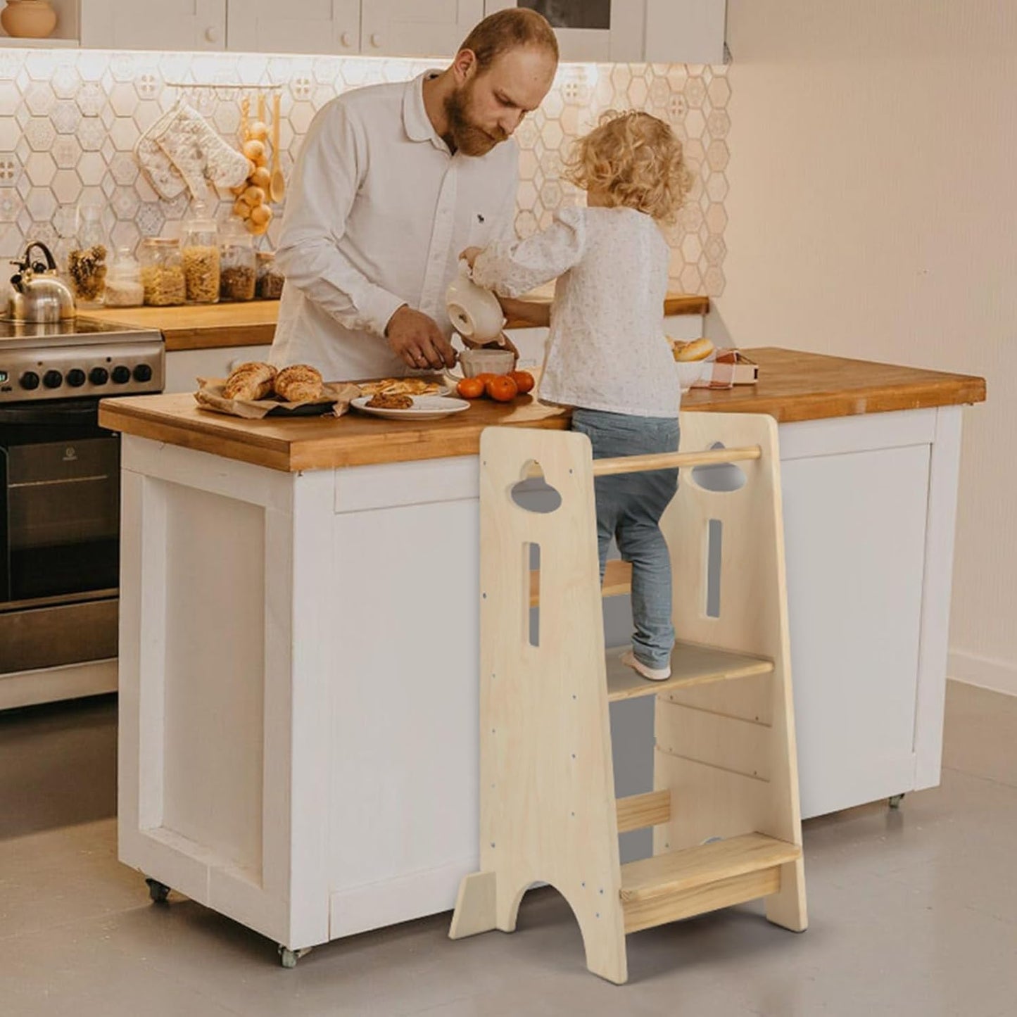 3 Levels Adjustable Kids Learning Stool for Kitchen Stool
