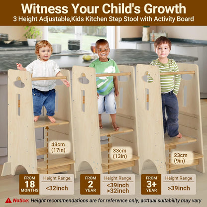 3 Levels Adjustable Kids Learning Stool for Kitchen Stool