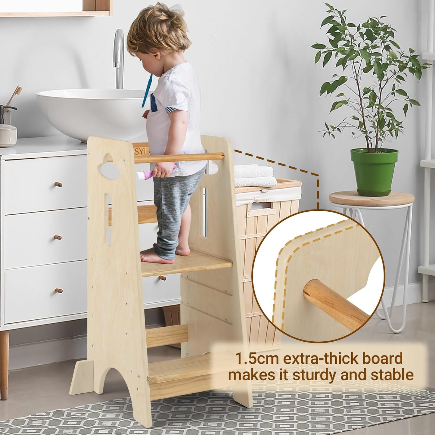 3 Levels Adjustable Kids Learning Stool for Kitchen Stool