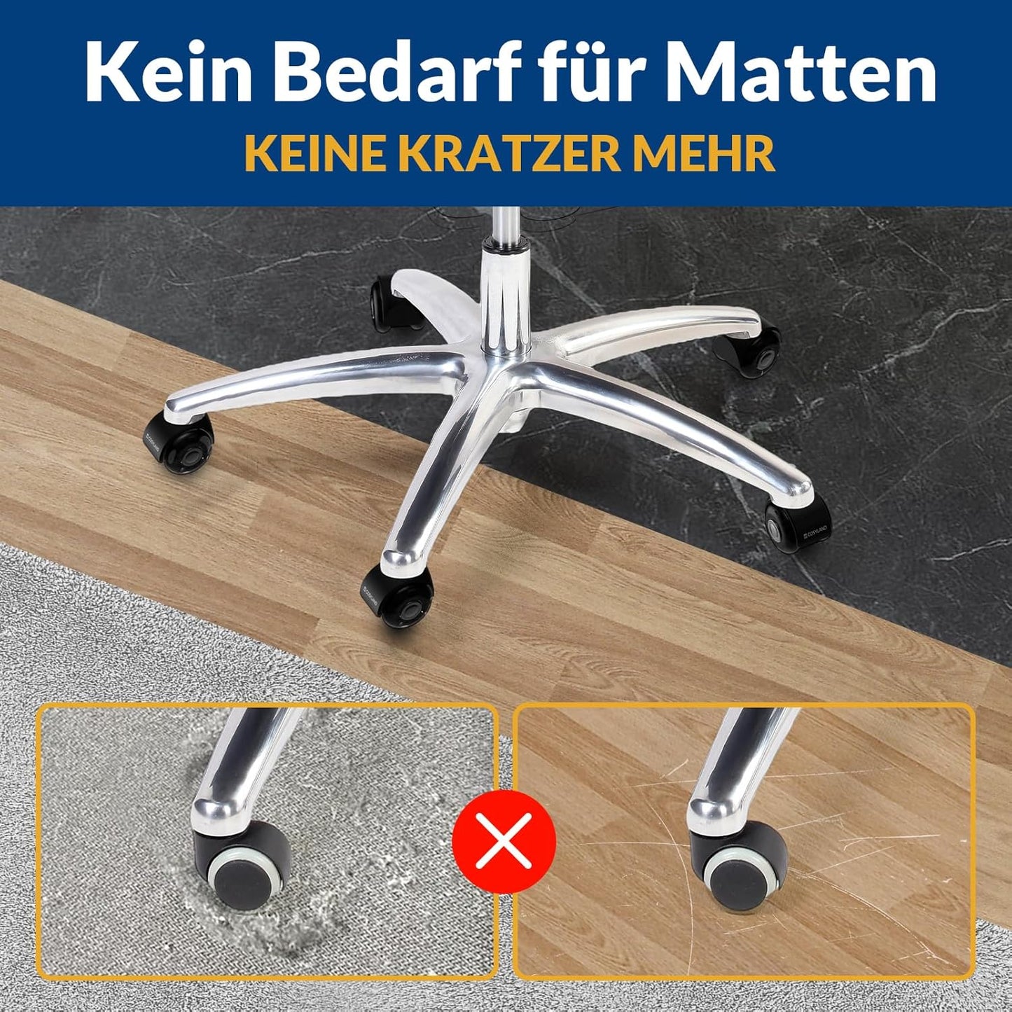 Office Dual-Wheel Casters Set of 5