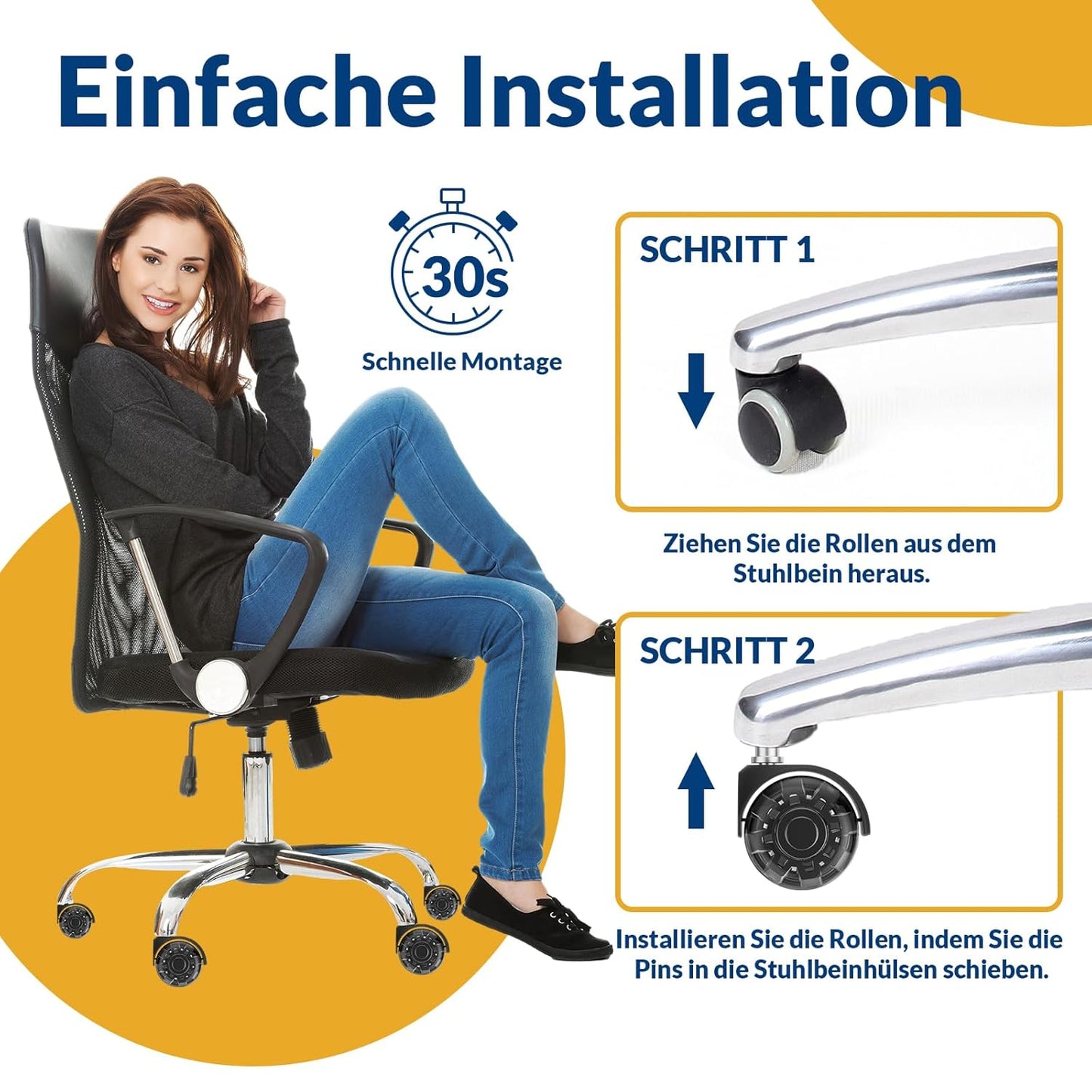 Office Dual-Wheel Casters Set of 5