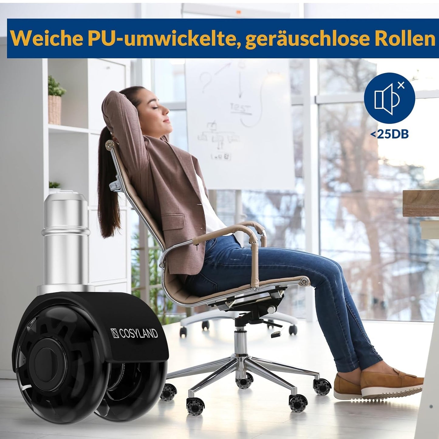 Office Dual-Wheel Casters Set of 5