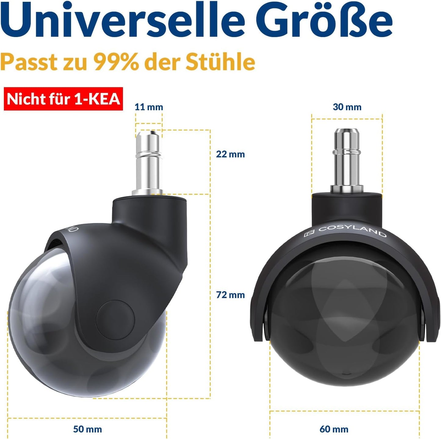 Office Chair Casters Ball Casters - Set of 5