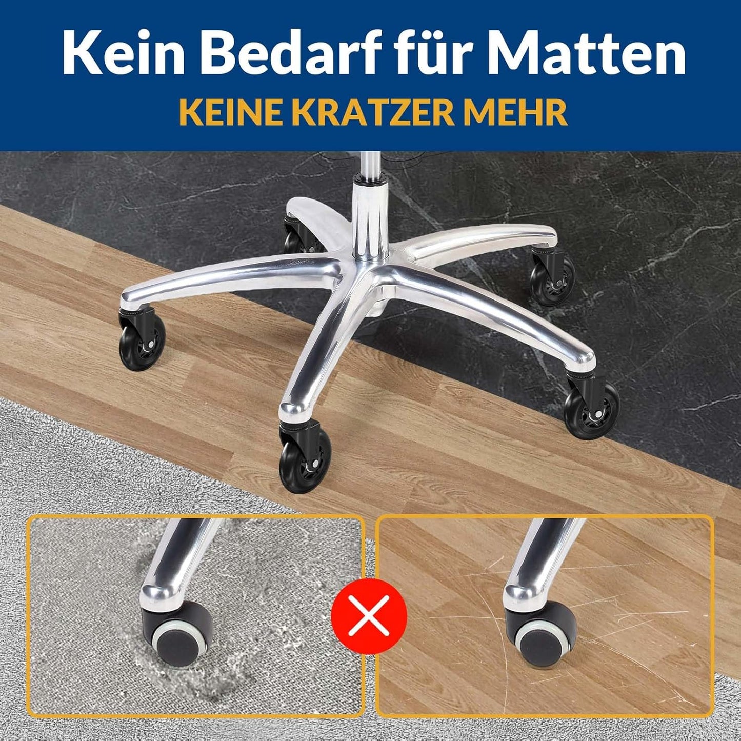 Set of 5 Office Silent Casters