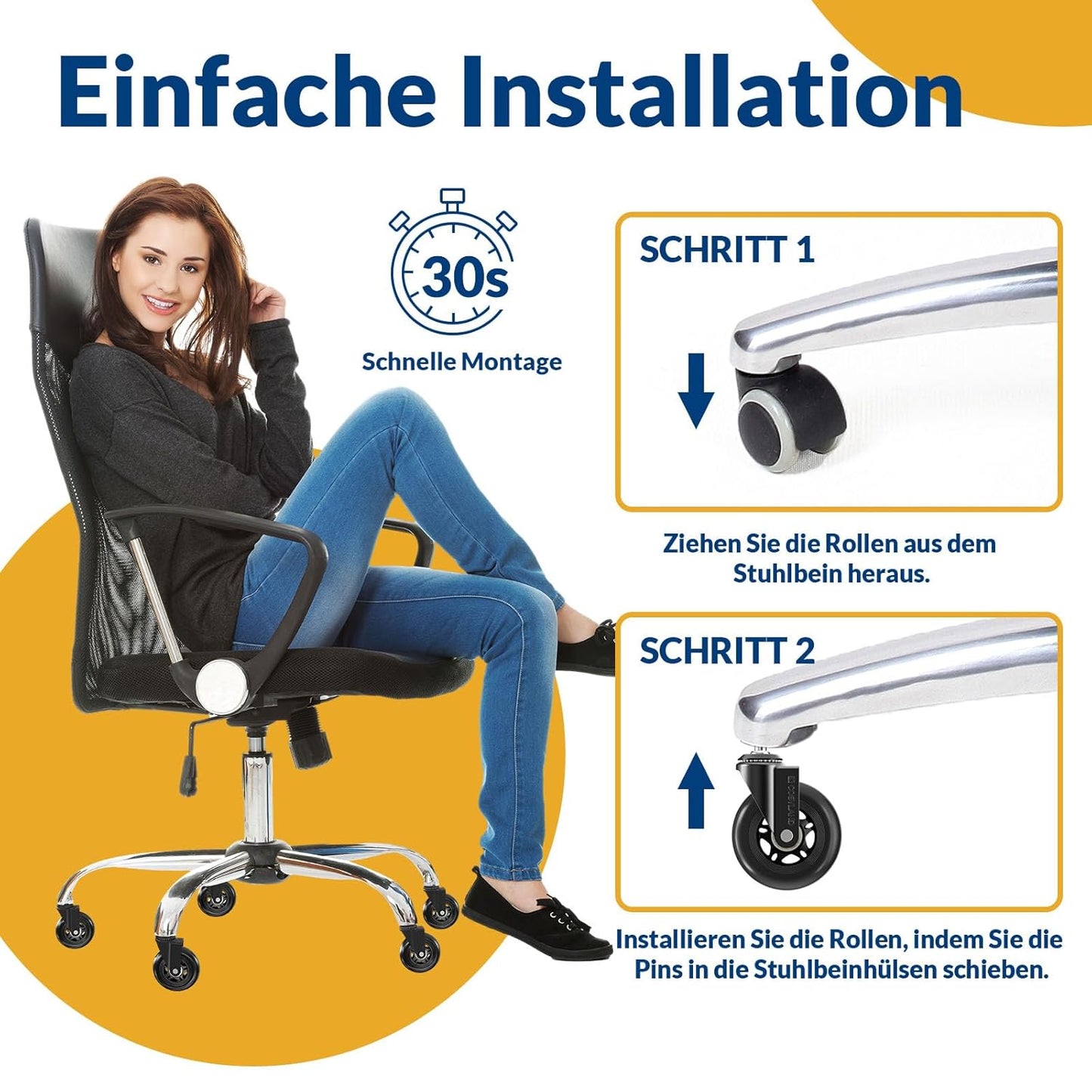 Set of 5 Office Silent Casters