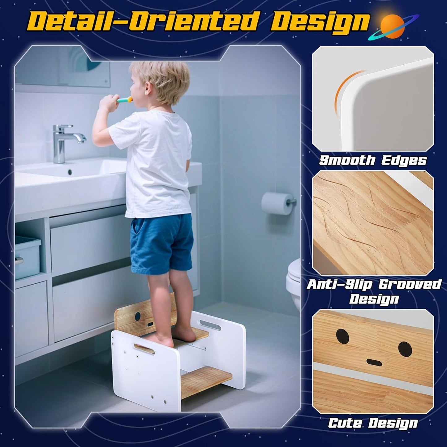 Toddlers Wooden Two-Step Stool