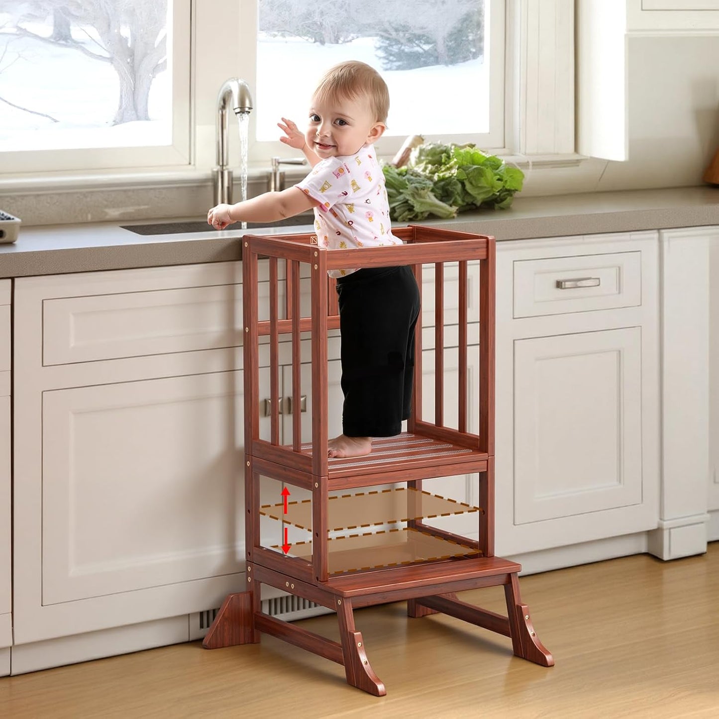 Kitchen Toddlers Step Stool Height Adjustable