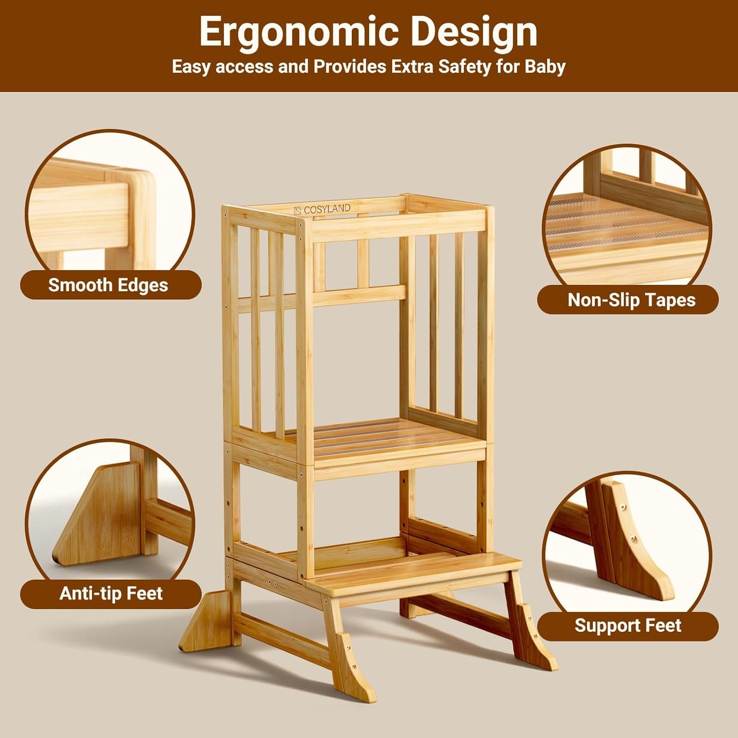 Kitchen Toddlers Step Stool Height Adjustable
