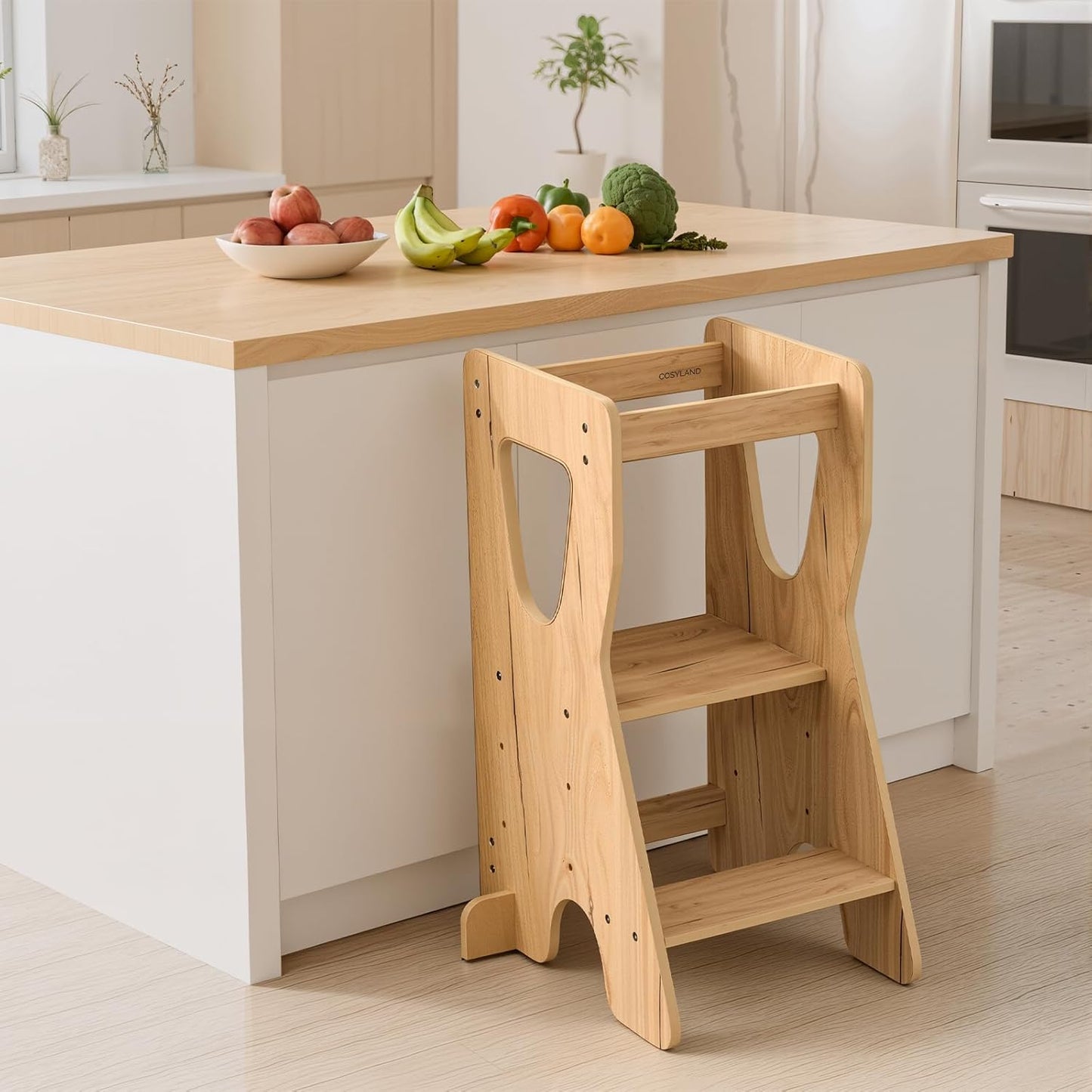 Height-adjustable Montessori Learning Tower with Anti-tip Protection