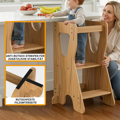 Height-adjustable Montessori Learning Tower with Anti-tip Protection