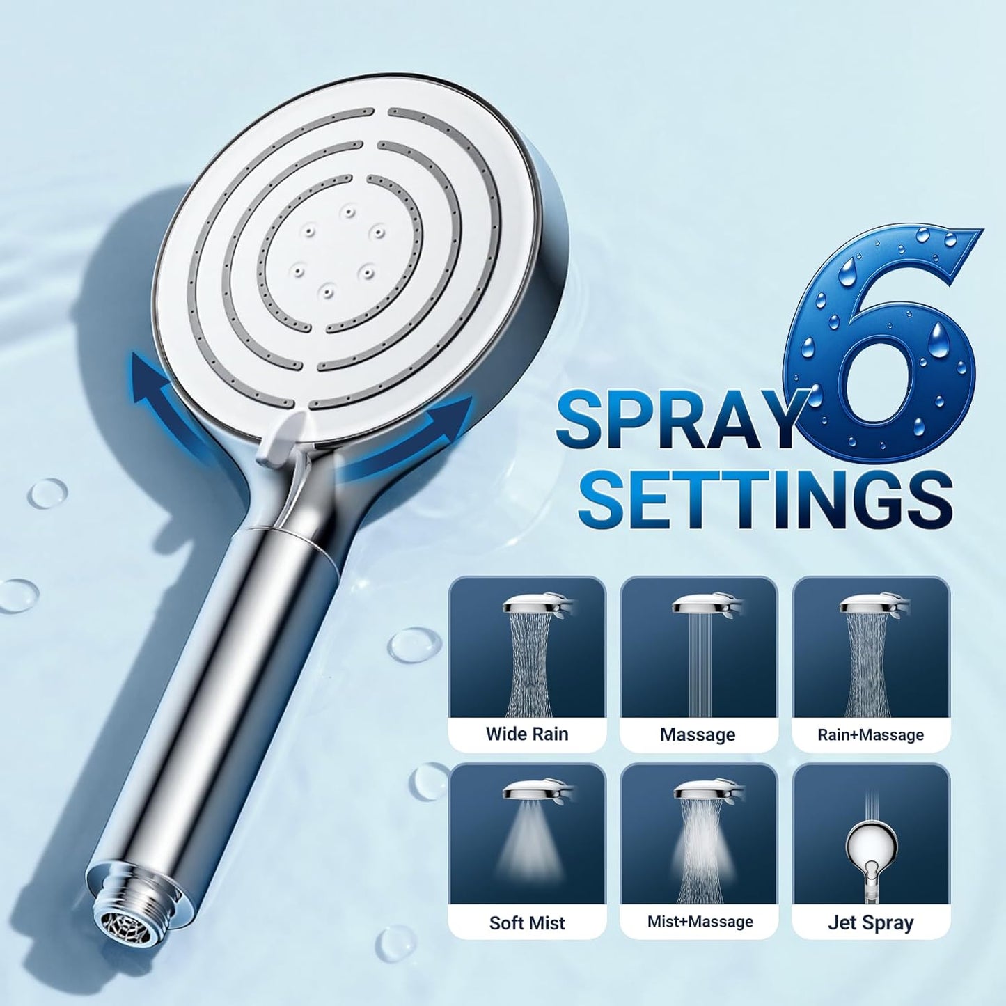 304 Stainless Steel Filtered Shower Head with Handheld