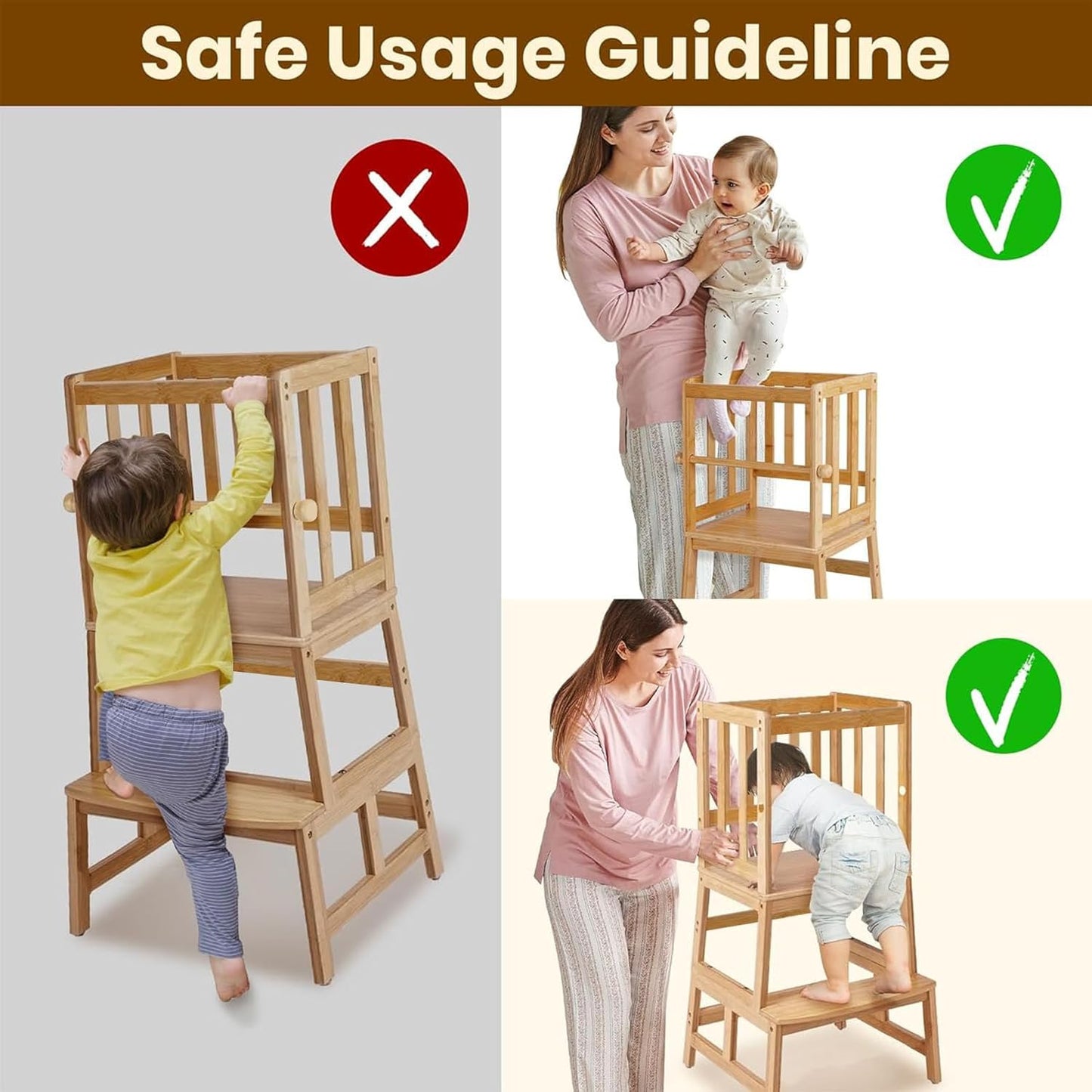 Kids Kitchen Standing Tower Step Stool Helper