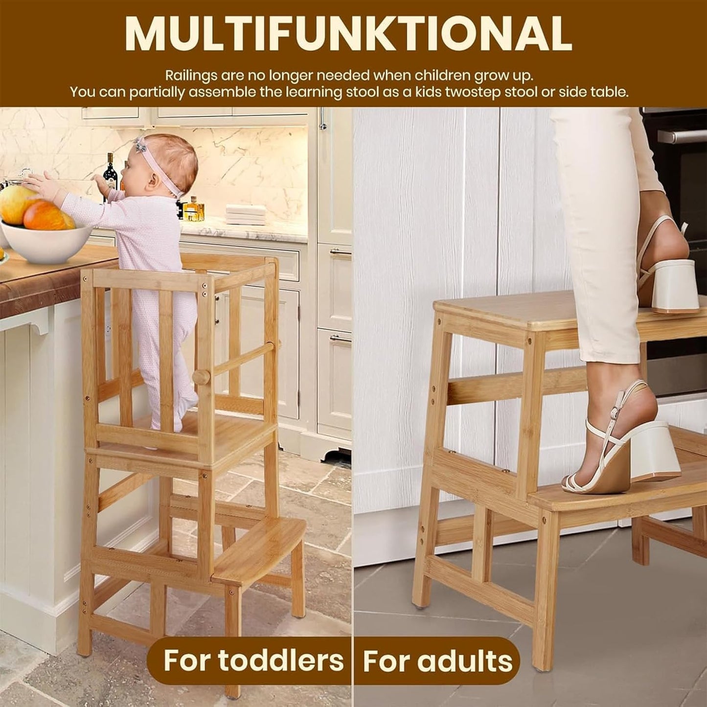 Kids Kitchen Standing Tower Step Stool Helper