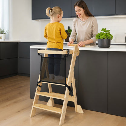 Adjustable Height Foldi Toddler Standing Tower with Net & Safety Feet